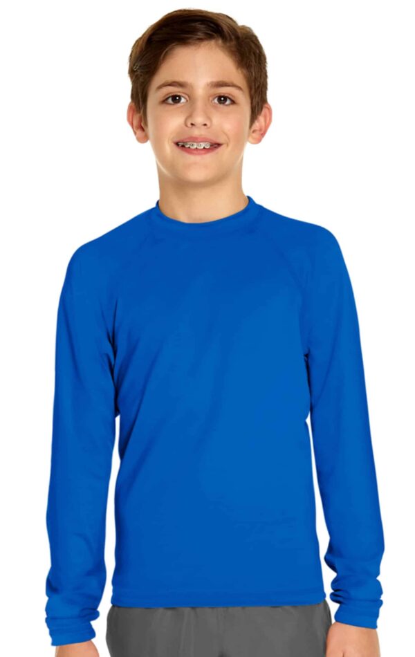 Boy's Long Sleeve Rash Guard - Royal Blue