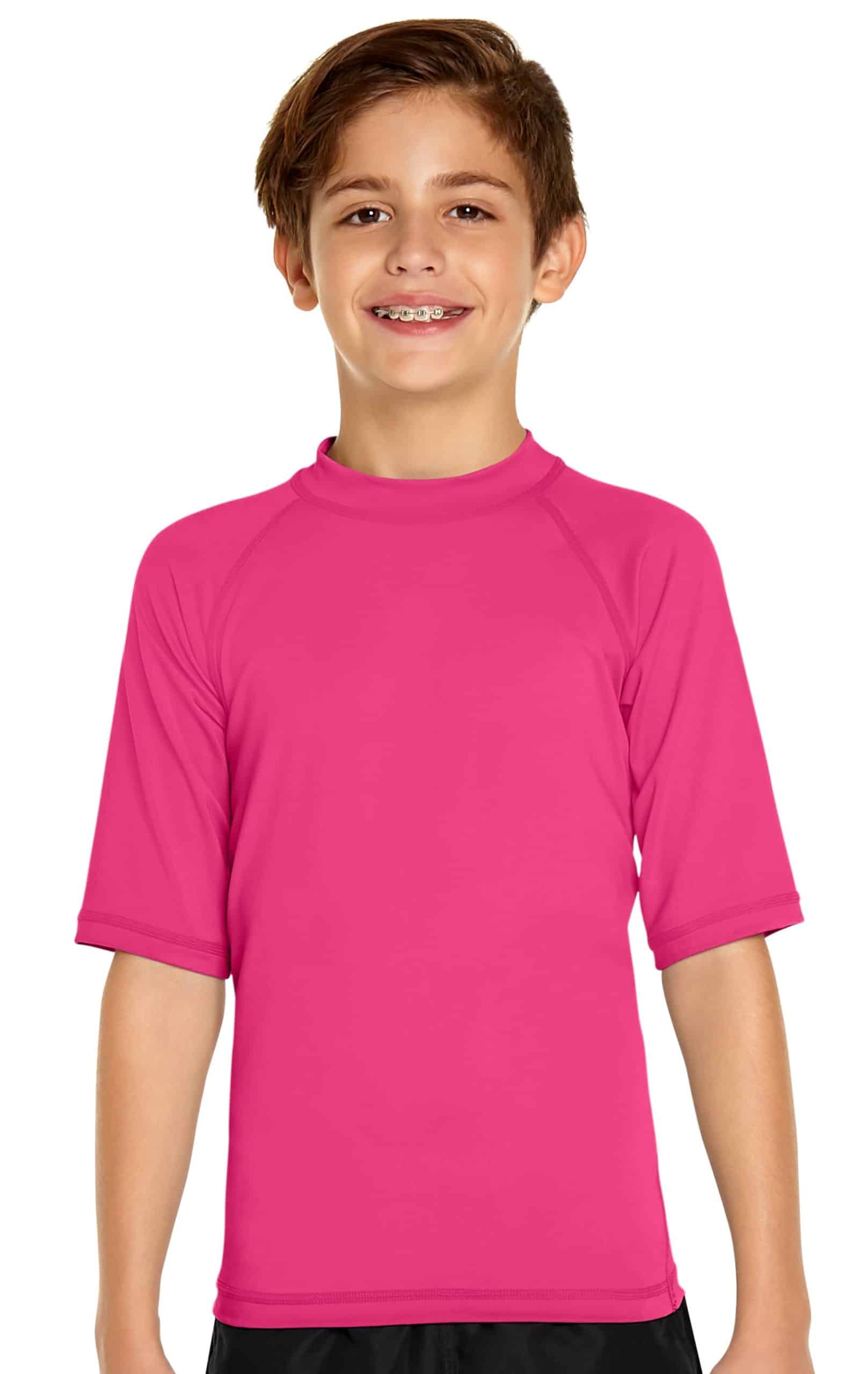 Girl's Short Sleeve Rash Guard - Pink - Wet Effect, Inc.