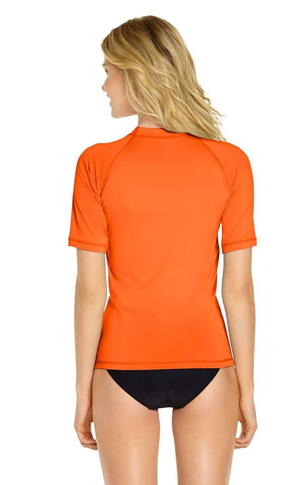 Women's Short Sleeve Rash Guard – Orange - Image 2