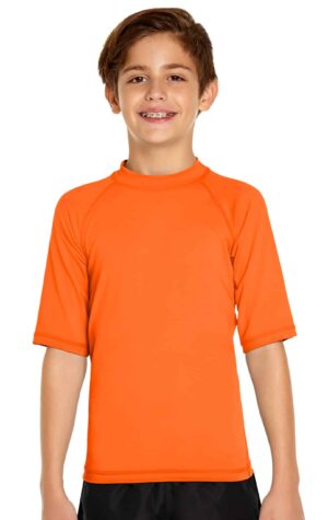 Boy's Short Sleeve Rash Guard - Orange