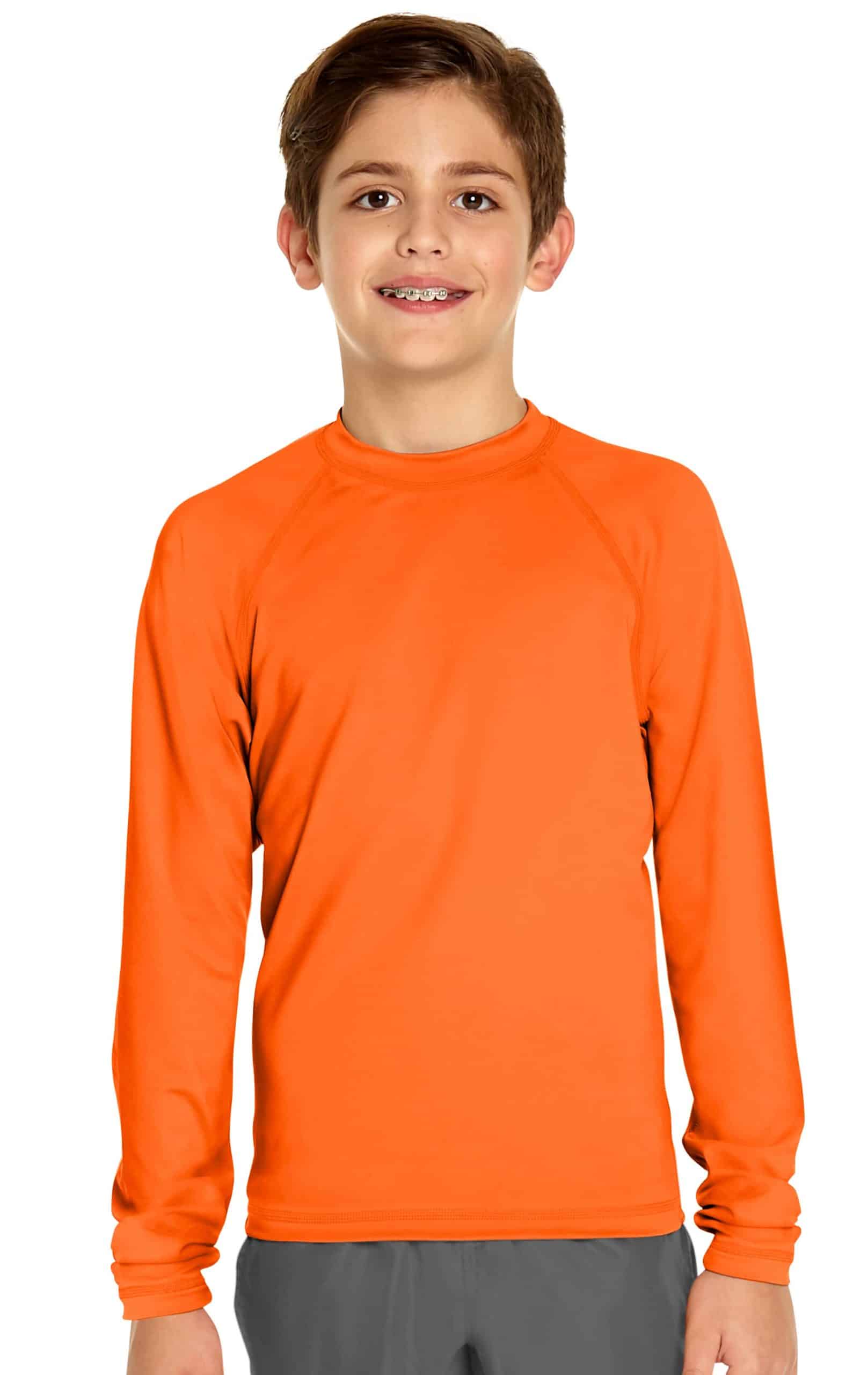 Girl's Long Sleeve Rash Guard - Orange - Wet Effect, Inc.