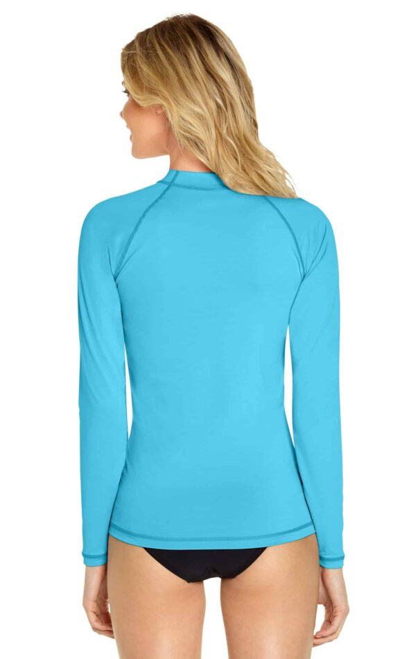Women's Long Sleeve Rash Guard – Aqua - Image 2